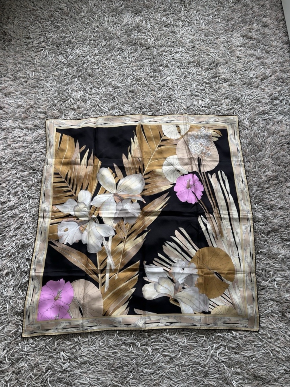 Leonard Earth Tropical Tone *VINTAGE* Scarf Square 35X35 Authentic 100% Silk❤️